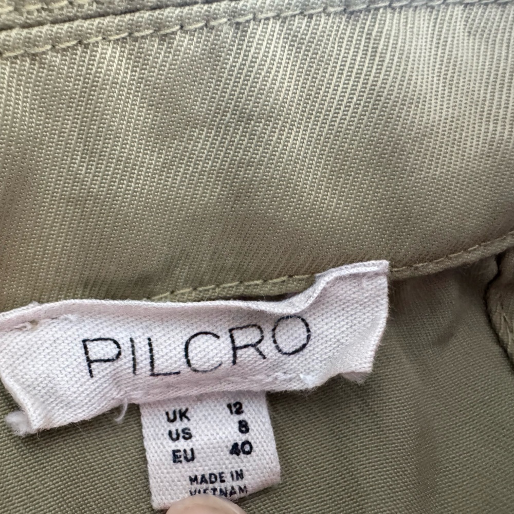 Pilcro Halter Plunge Midi Dress Olive Twill Size 8 Anthropologie - Picture 5 of 10